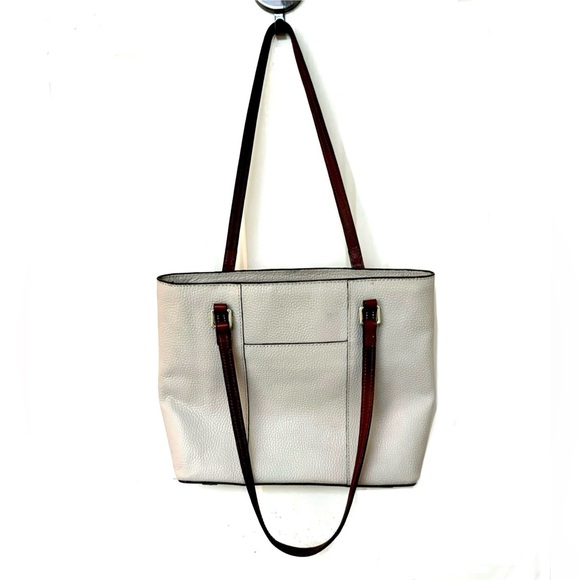 Vintage Dooney & Bourke Vanilla Pebble Grain Shoulder Bag w/Smooth Saddle Straps